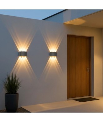 kelvo® SIXOAD KLV-101-0007 Φωτιστικό Τοίχου - Απλίκα LED 18W 1800lm 30° AC 220-240V Αδιάβροχο IP65 Θερμό Λευκό 2700K - CREE XPE Chip & TÜV SÜD Driver - Γκρι Ανθρακί Ματ - Μ17 x Π4 x Υ8cm - 5 Χρόνια Εγγύηση